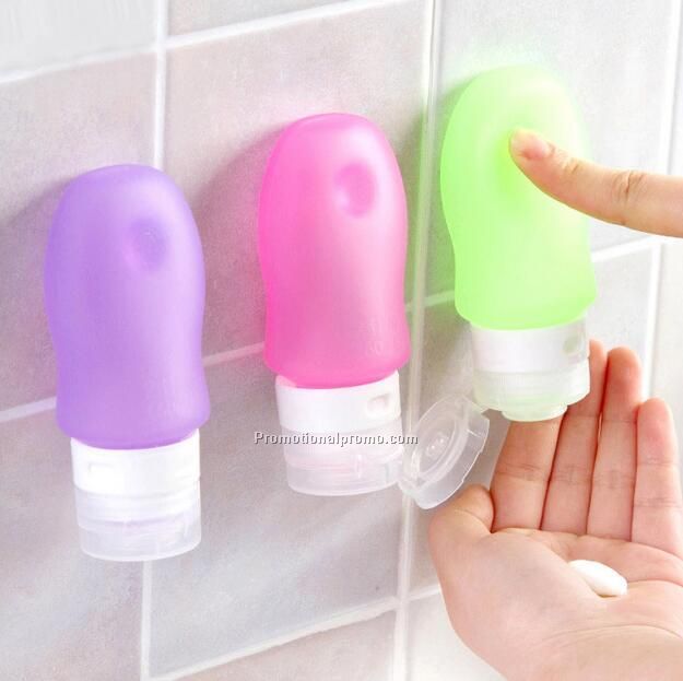 Travel silicone bottle with back suction cup