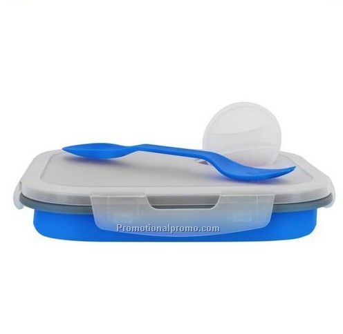 Food Silicone Collapsible Eco 2-Compartment With Cover Lunch Box