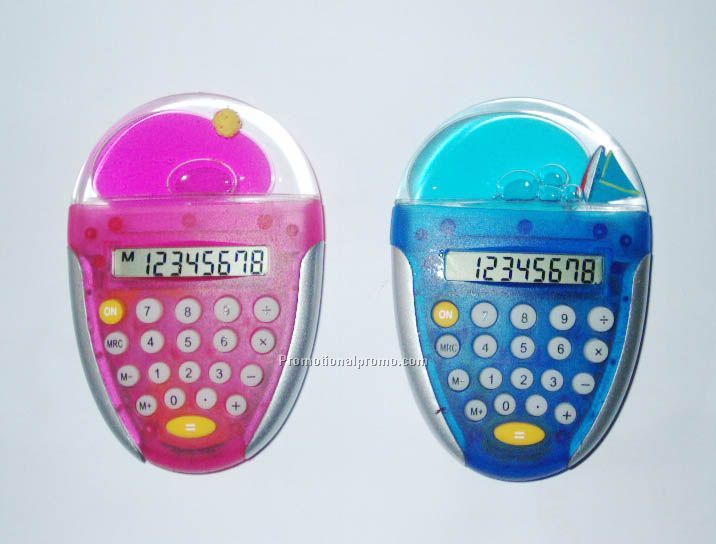 Plastic case calculator with liquid