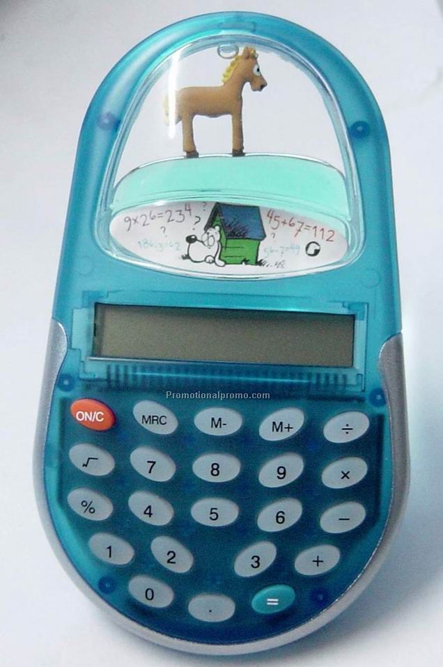 Plastic case calculator with liquid