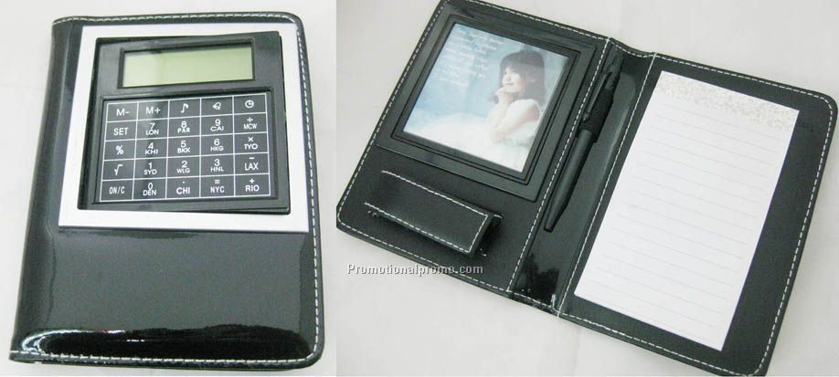 Calculator with pad front