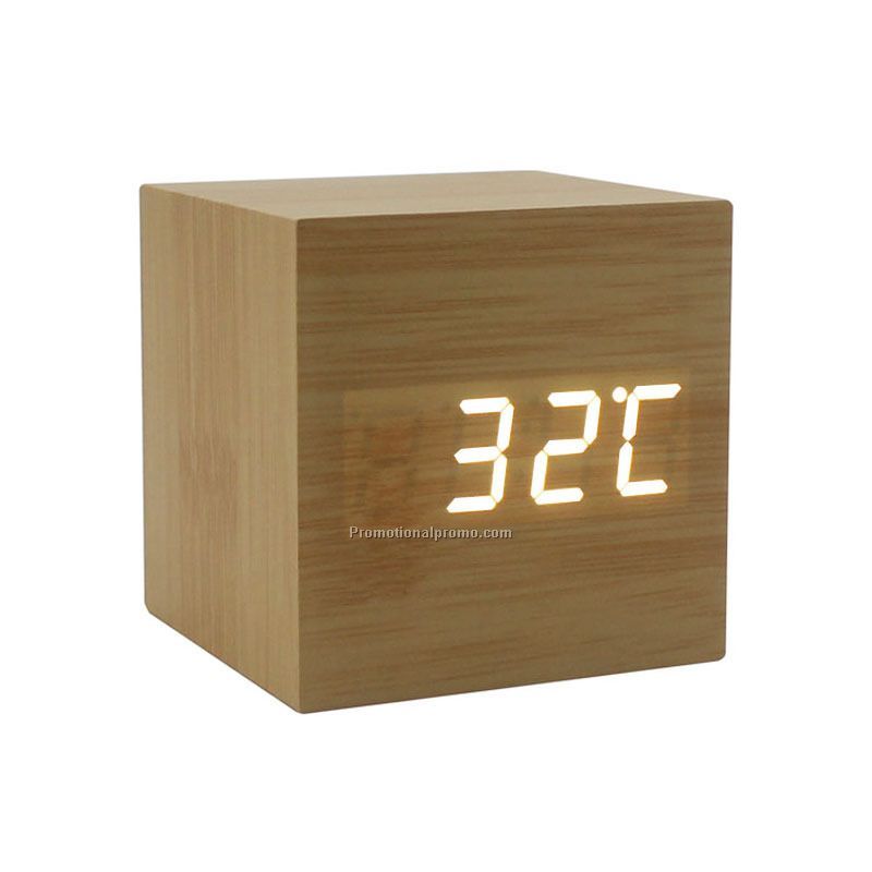 Promotional Gift Wooden Desk LED Alarm Clock
