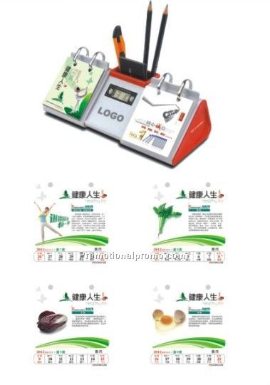 Desk Calendar with time and pen holder