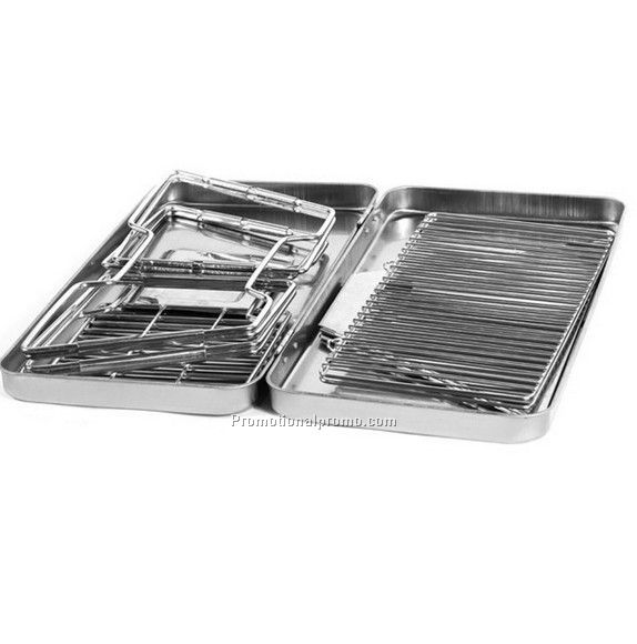 Stainless steel camping barbecue grill, high-end folding barbecue grill