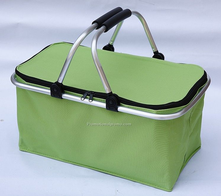 600D Oxford Aluminum film foldable insulated picnic basket, Collapsible folding baskets