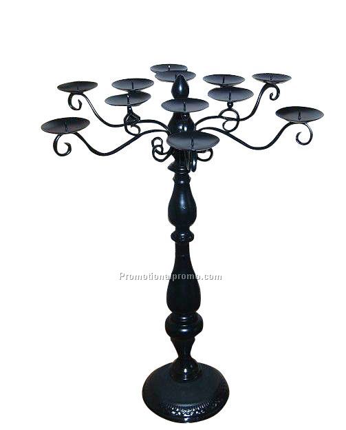 Candle holder with arms glossy black