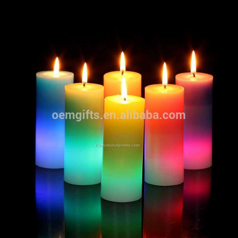 LED Pillar Candle With Different Color