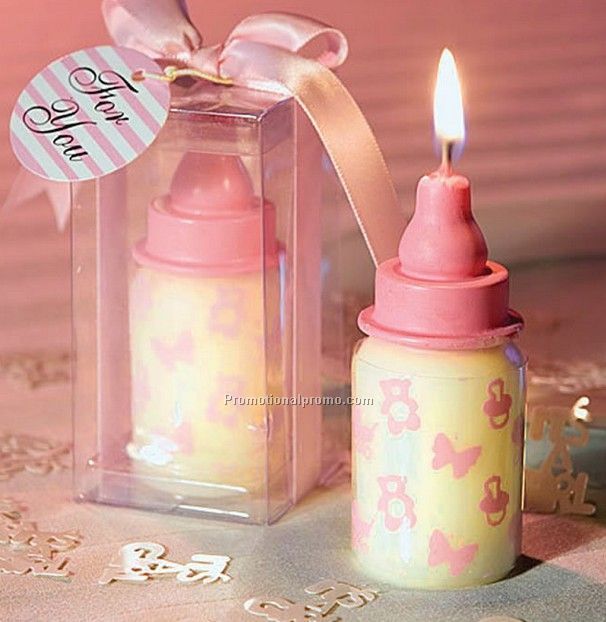 Baby Girl Milk Bottle Candle