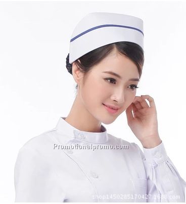 Plain white cap with blue band, Nurse caps
