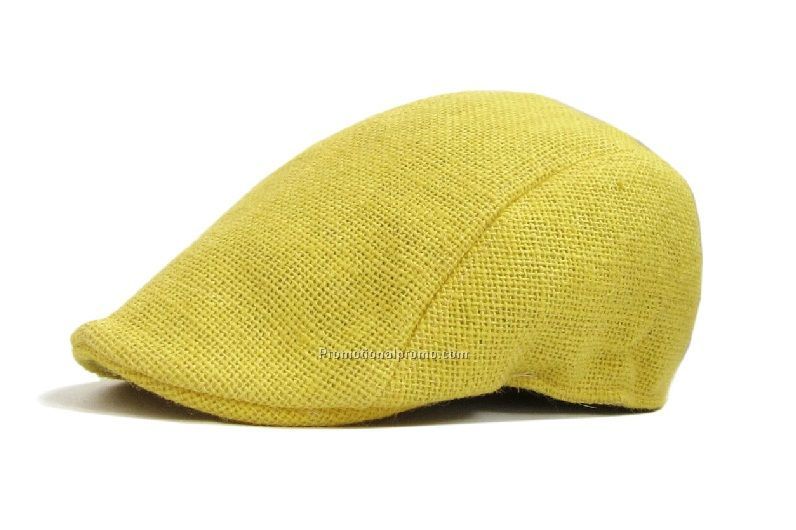Bright yellow jute fashion beret