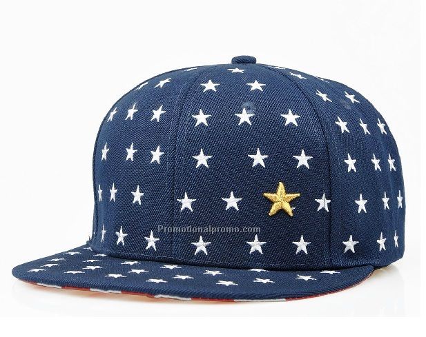 Navy hip hop snapback hat with stars