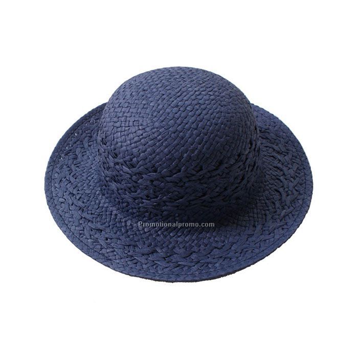 Navy blue natural straw hat