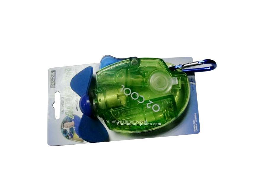 Mini spray mist fan with carabiner