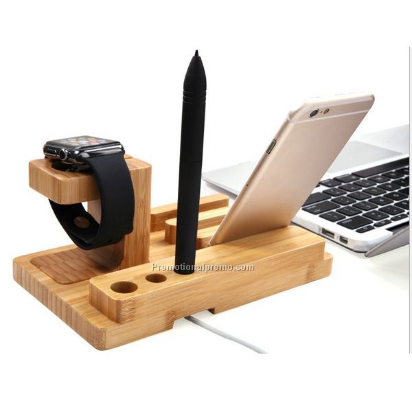 Promotional wood phone watch holder, new design oem logo phone holder