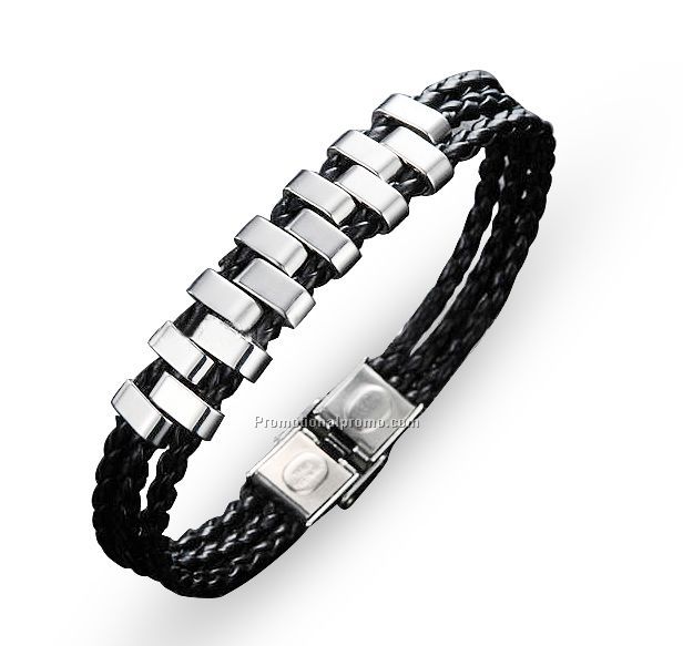 Handmade Men Bracelet , Stainless Steel Jewelry with woven rope