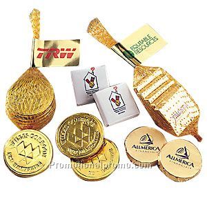 Mesh bag with 5 chocolate medallions