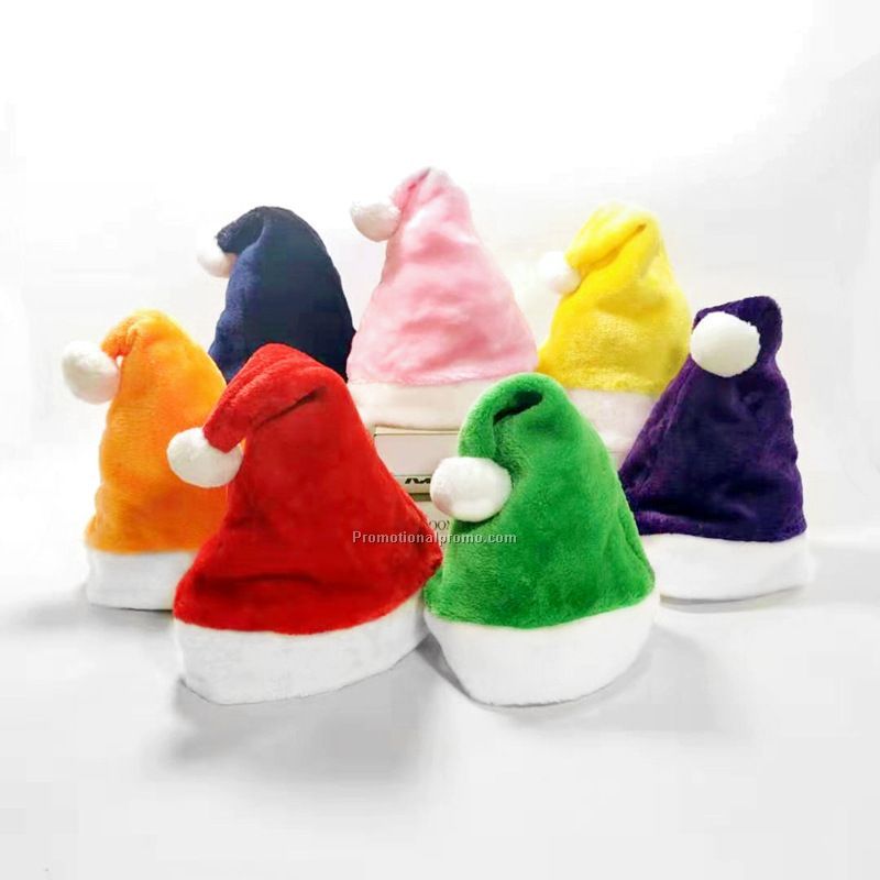 7 Colors Adult short plush santa hat Christmas hat
