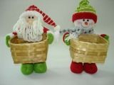 Santa Claus and Snowman with Basket