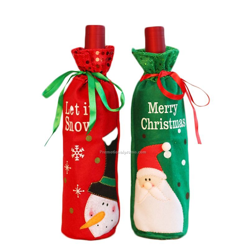 Decorate christmas wine bottle bag cover