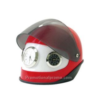 Helmet clock with temperature