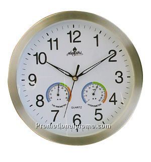 Metal Wall Clock with Thermometer and hygrometer