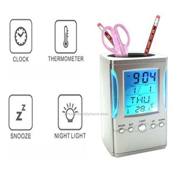 Multi-function  Pen Container Digital Calendar Clock