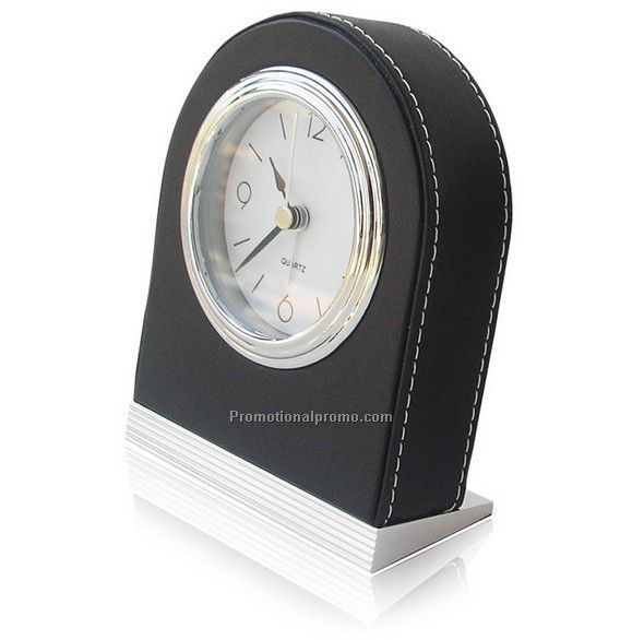 Portable PU leather hotel alarm clock