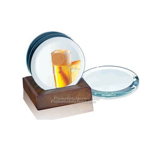 4 piece coaster set with light etch