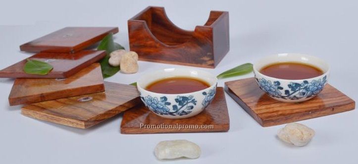 Set Of 6 square rosewood Coasters