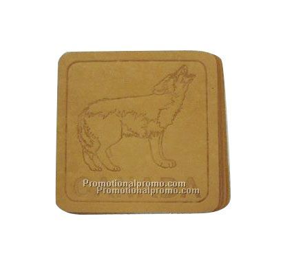 SET OF 4 SQUARE NUBUCK 3 3/4" COASTERS IN A VINYL POUCH