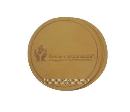 SET OF 4 ROUND NUBUCK 3 3/4" COASTERS IN A VINYL POUCH