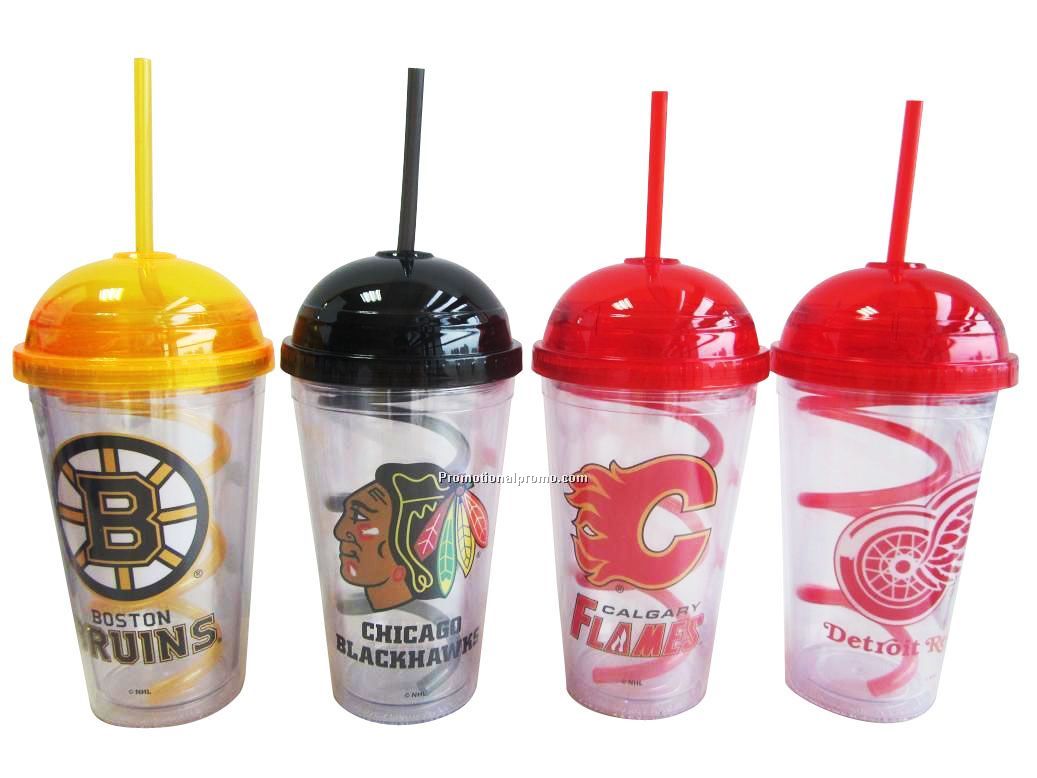 Plastic Coffee Mug with Straw