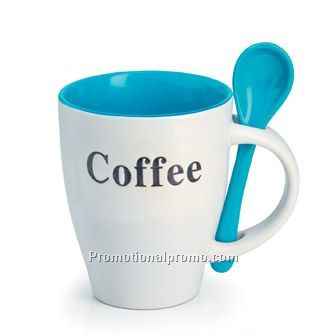 Coffee mug and spoon