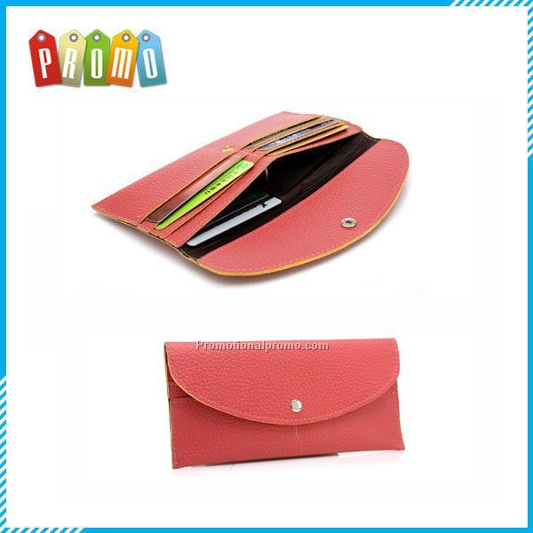 New fashion lady women thin purse long clutch wallet PU handbag with 6 card holder