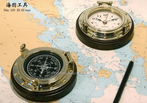 Nautical Porthole Compass & Clock