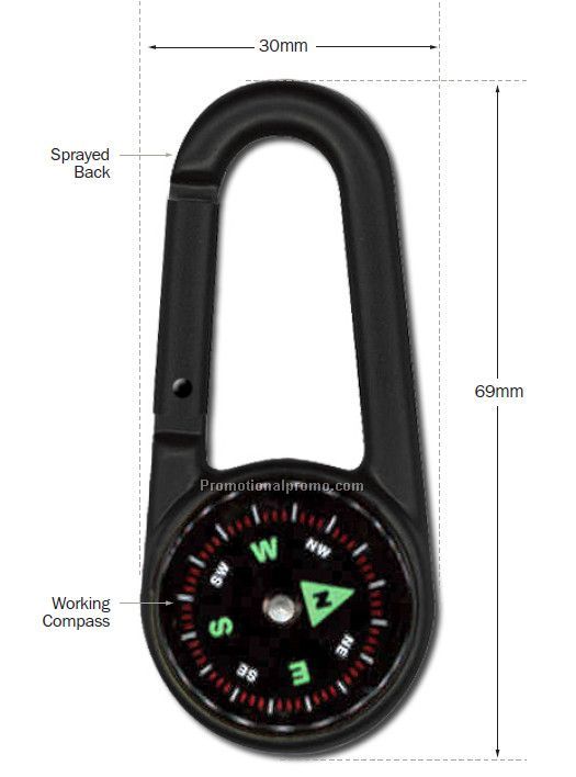 Plastic carabiner compass