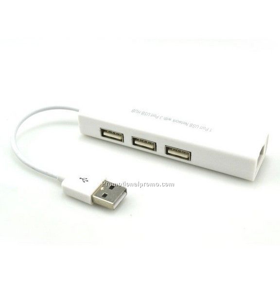 1 Port USB network adapter with 3 ports usb hub, USB Ethernet adapter
