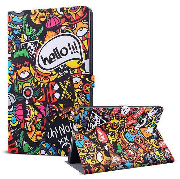 New design cartoon PU leather case for ipad air 2, universal tablet case cover stand