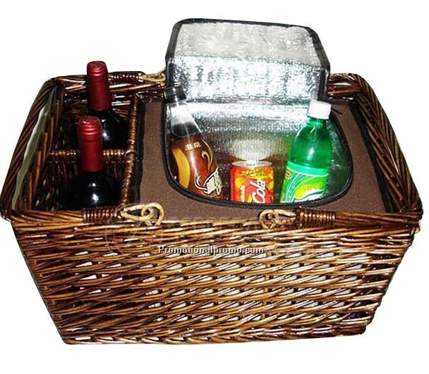 Picnic willow basket, Nice willow picnic basket, Wicker Picnic Basket with cooler
