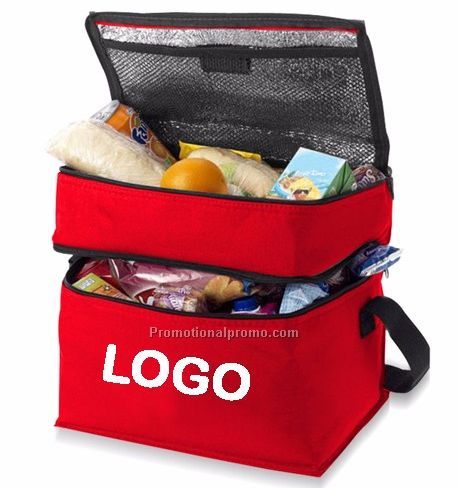 Double Compartment Polyester Insulated Lunch Cooler Bag