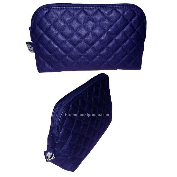 Artificial leahter stitched cosmetic bag