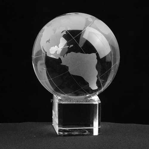 3d laser crystal globe with base