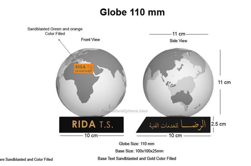 K9 crystal globe ball with base
