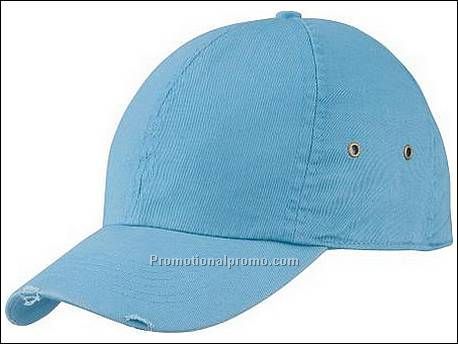 Damaged 6 panel cap. Washed katoen.