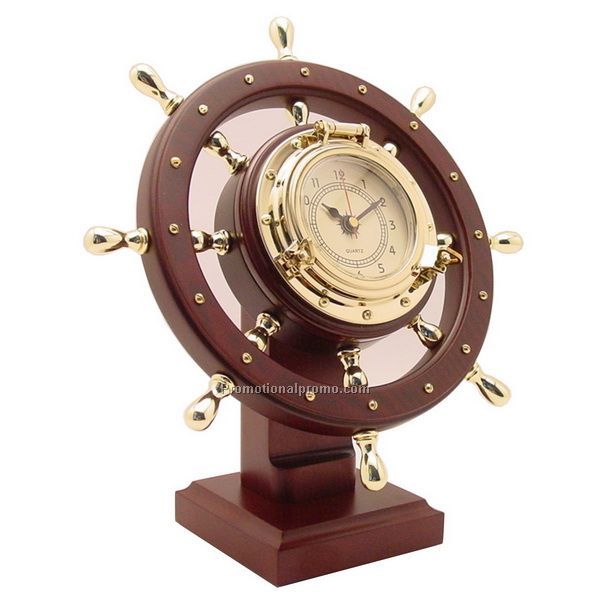 Nautical Ship Wheel Desk Clock