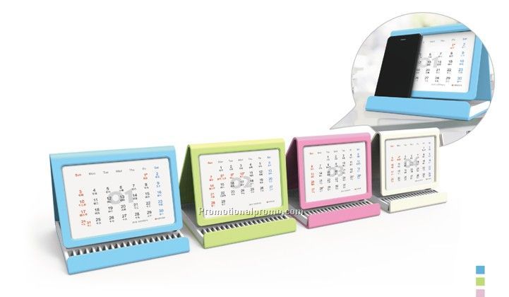 Stand-up desk calendar with phone holder, Phone holder calendar