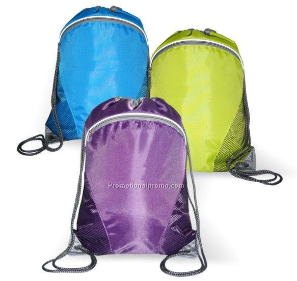 Nylon Sport Bag Zipper Drawstring Bag