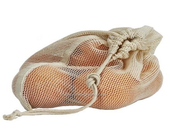 Cotton mesh bag with drawsting