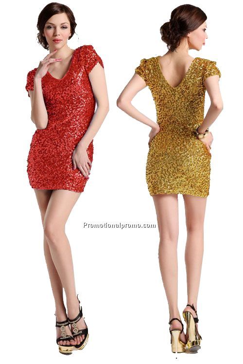 Sexy Night V-Neck Sequined Party Dress