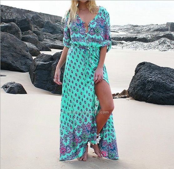 2017 Casual Beach Dress Summer Women Dress  Bohemia Maxi Dress